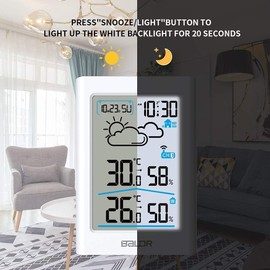 Wireless Digital Weather Station LCD by EssentialPRO With Indoor and Outdoor Temperature and Humidity Sensor | Digital Thermometer Hygrometer With Calendar Display, Time, Alarm, Snooze Function, Barometric Pressure And Weather Forecast | Backlight LCD Di