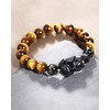Jewever Tiger Eye with Black Obsidian Fox Bracelet for Women