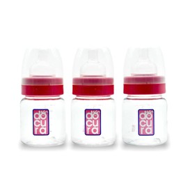 DOCURA - Set 3 Biberones Para Bebé De Boca Ancha, Biberón De 5 oz/150ml Para 0-3 Meses, Silicón Líquido, Mamilas Anti cólicos, Antirreflujo, Libre de BPA, Rosa