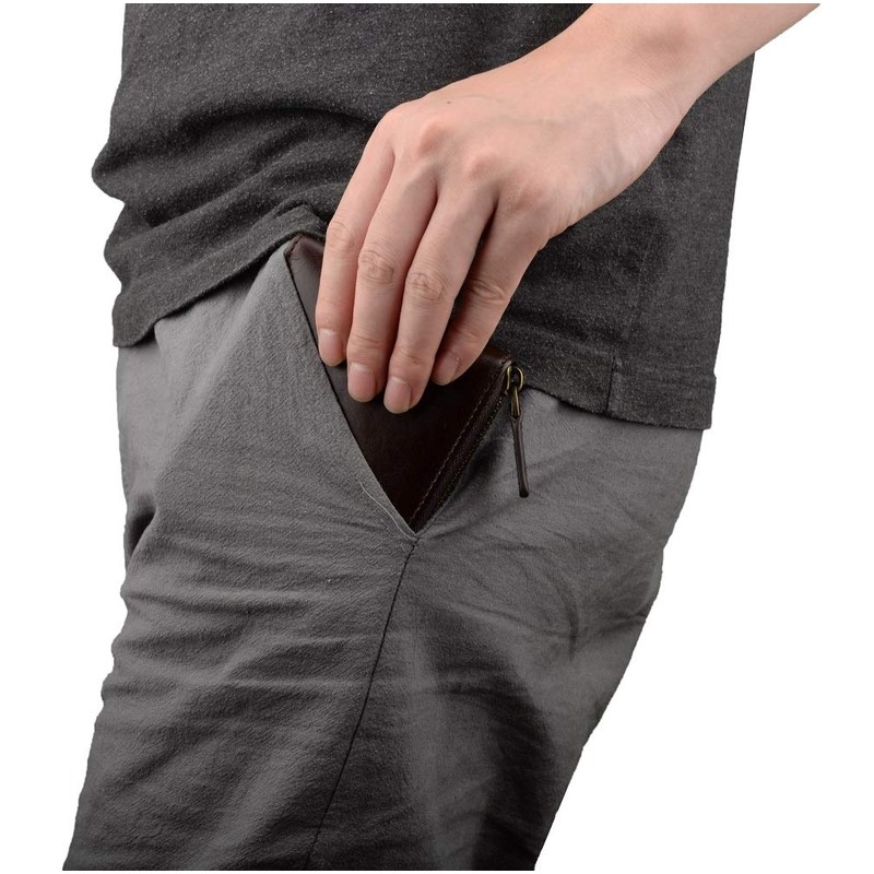Genuine Leather Zipper Wallet With Coin Pocket, RFID Blocking Zip