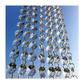 Colorsheng 26 FT Clear Glass Crystal Garland Hanging Diamond Octagon Beads Chain Wedding Party Decoration