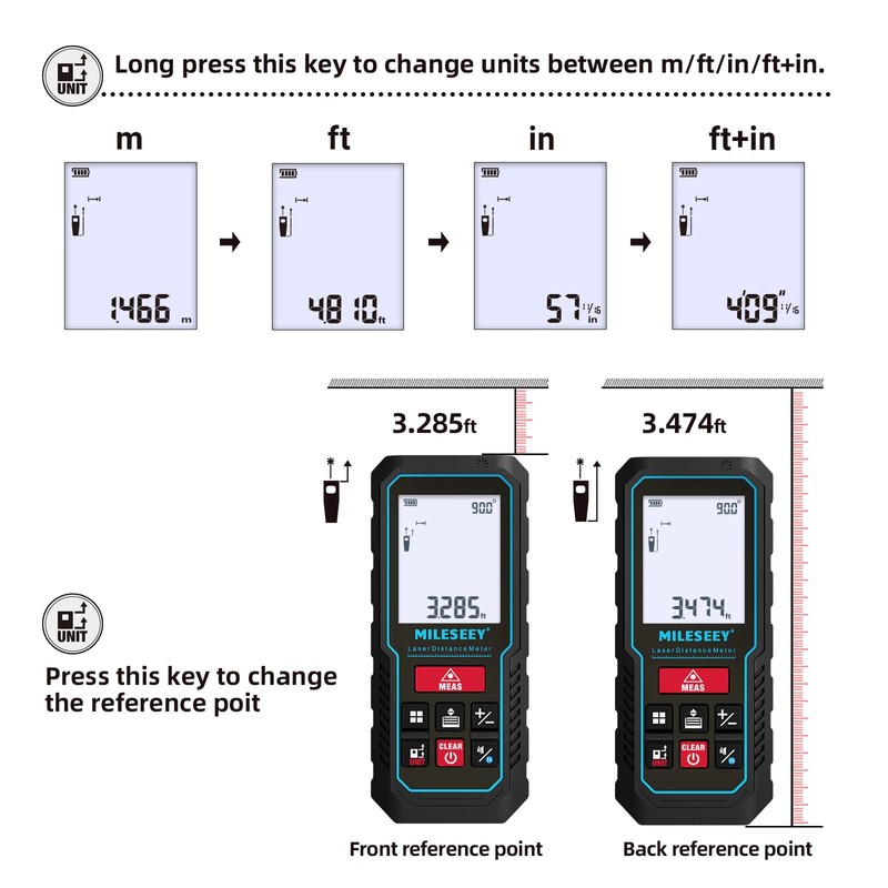 70 m Laser Rangefinder with Phone App, MiLESEEY Laser Meter