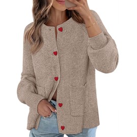 MEROKEETY Women's Cardigan Sweaters 2025 Fall Trendy Chunky Knit Button Up Cute Winter Long Sleeve Open Front Coats, Cashmere, X-Large