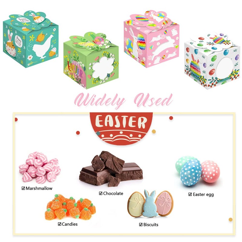 12pcs Easter Treat Boxes, Easter Gift Candy Boxes Bunny Paper