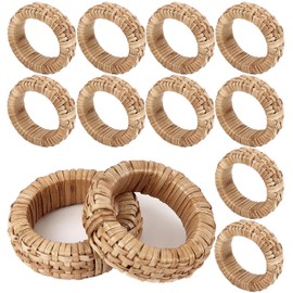 Napkin Rings Set of 12, Rattan Napkin Holders, Serviette Rings Bulk for Party Decoration, Dinning Table, Everyday, Family Gatherings - A Great Tabletop Décor - Natural Tan