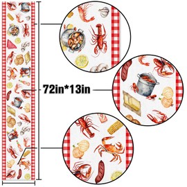 Buxiuer Crawfish Boil Table Runner Buffalo Check Lobster Crab Seafood Boil Themed Birthday Party Decoration Dining Room Home Kitchen Decor 13 x 72Inches