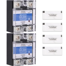 Weasch 2Pcs Single Phase Solid State Relay, SSR-80DD, DC to DC, Input 4-32VDC to Output 24-220VDC, 80A 50-60Hz (2)