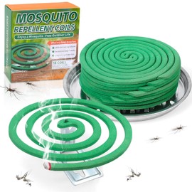 16 Pack Natural Mosquito Coils with 1 Holder & 6 Stands, Long-Lasting Outdoor Mosquito Repellent for Patio, Camping, Yard, Garden, Backyard, 4-5 Hours Burn Time, Effective Citronella Mosquito Killer