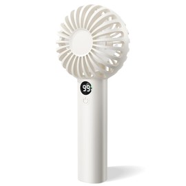 AJIJING Mini Portable Fan, 3 Speeds, Digital Display, USB Rechargeable Handheld Fan [2-12 Working Hours], Pocket Design for Travel/Summer/Concerts/Lash (White)