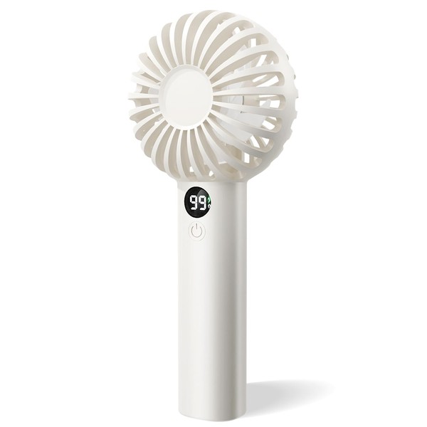 AJIJING Mini Portable Fan, 3 Speeds, Digital Display, USB Rechargeable
