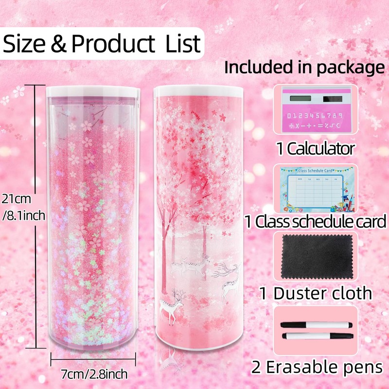 NBX NewmeBox Multifunctional Pencil Case with Quicksand, Calculator, Mirror, Clear