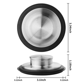 tifanso Kitchen Sink Drain Stopper - 2PCS Garbage Disposal Stopper 3.34 Inch Sink Drain Plug, Stainless Steel Kitchen Sink Drain Cover Fits Standard Kitchen Drain Size of 3.15 Inch