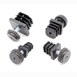 Threaded Plug 20 x 20 mm Insert Socket for Square Tube with Adjustable Foot Screw Base, Square, Plastic, Black