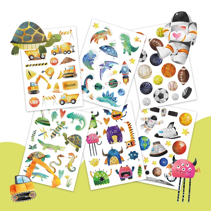 100 metallic tattoos for sticking, skin-friendly children's tattoos, digger and