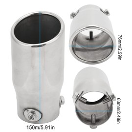 Akozon Exhaust Tip, Universal Inlet 63 mm Outlet 76 mm Length 150 mm Stainless Steel Tailpipe Silencer Tip for the Car