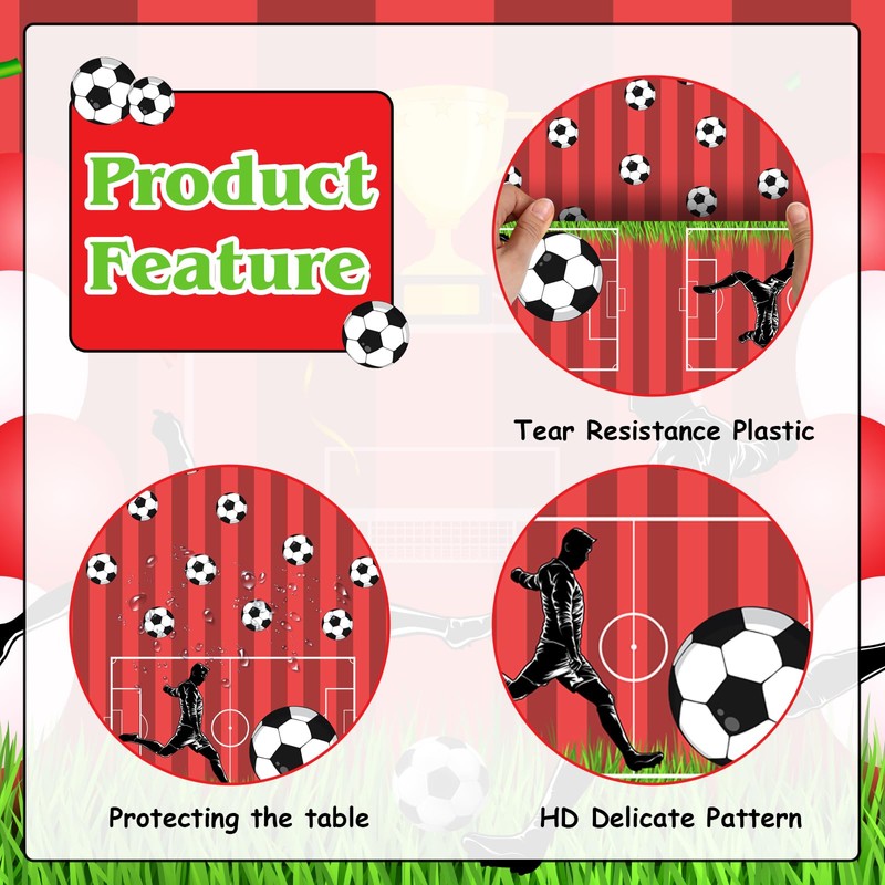 Funmemoir 2 Pack Football Tablecloth Red Football Party Decorations Table