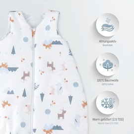 Julius Zöllner Baby All-Season Sleeping Bag Made of Jersey Cotton, Standard 100 by Oeko-Tex, Made in Germany, Size 56, Little Fox