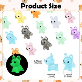 KitBeads 90Pcs 9 Colors Luminous Resin Dog Figure Glow in The Dark Figures Miniature Mini Puppy Animals for Home Fairy Garden Moss Landscape Decoration