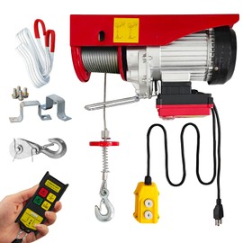 Electric Hoist 2 in 1,440lbs Electric Hoist Winch with 98ft Wireless Control&Wired Remote Control,110v Electric Hoist 40ft/20ft Lifting Height for Garage Warehouse Factory,Single/Double Slings