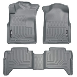 Husky Liners Weatherbeater Floor Mats | Fits 2005-2015 Toyota Tacoma Double Cab | Front & 2nd Row, 3-pc Grey - 98952