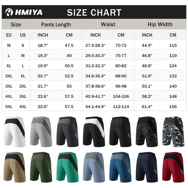 HMIYA Pantaloncini Running Uomo Leggero Sportivi Shorts Asciugatura Veloce Palestra