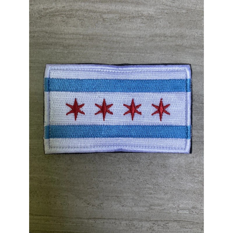 Unbranded TACTICAL CHICAGO FLAG EMBROIDERED 3" X 2" PATCH WITH