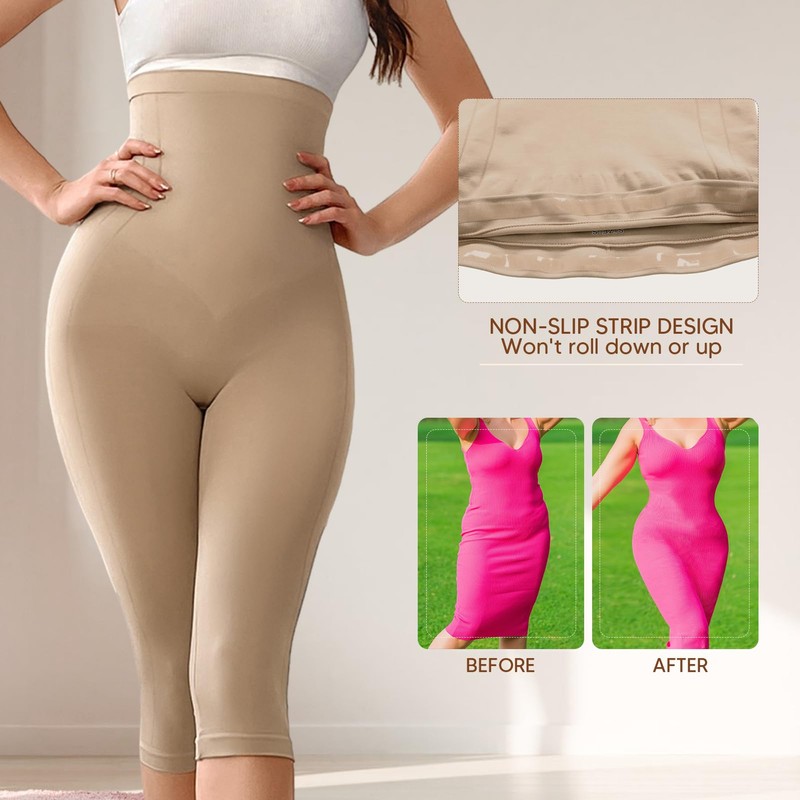 Takusun Shapewear Leggings for Women Tummy Control High Waisted Capri