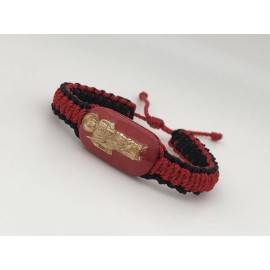 Pulsera San Judas Tadeo Tejida Doble Macrame Roja/Negra