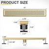 Linear Shower Drain - 18 Inch Brushed Gold, with Grate
