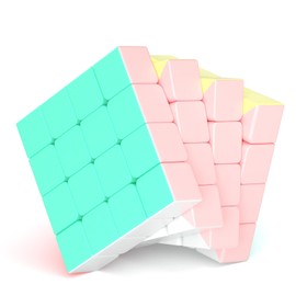 ROXENDA Speed Cube-4x4x4 Stickerless Magic Cube Macaron Vivid Color Fast Cubing for Classroom Training Puzzle Toy Cube for Kids Adult as Gift