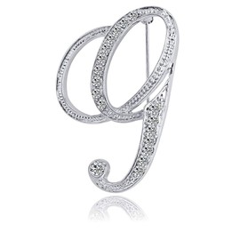 ETHOON Letter Brooch Pins Initial Rhinestone Brooch for Women Crafts Silvery G