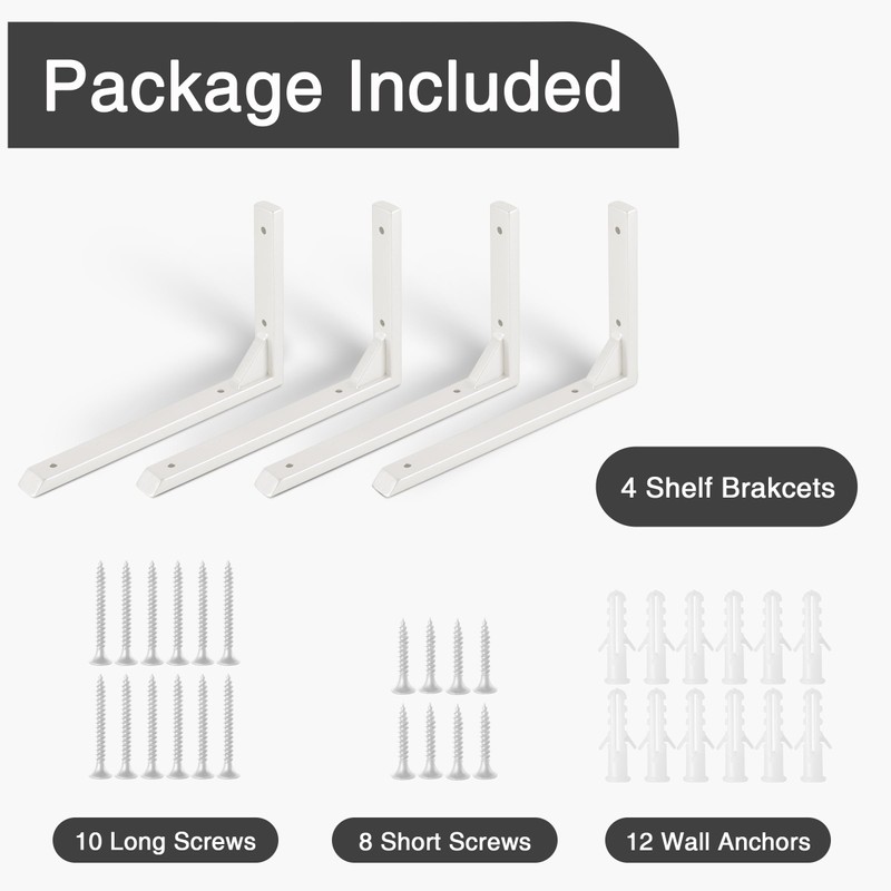 Ouvin Heavy Duty Shelf Brackets 6 inch 4 Pack Wall