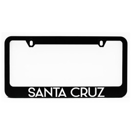 License Plate Frame, Santa Cruz Black Plate Holder, Tag Cover, Car Frame, Auto Accessories, Cool Decoration, for USA & Canada License Plate