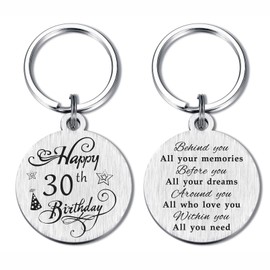 FALOGI 30th Birthday Keychain, Happy 30 Year Old Birthday Gifts for Men Women, for Him Her