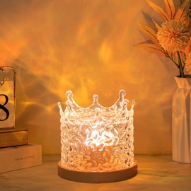 BDUSXYZ Ocean Wave Projector Lamp - 3D Crown Northern Lights Water Ripple Gradual Rotating Romantic Ambient Lighting Flame Lamp for Relaxation Bedroom Teen Girl Decor