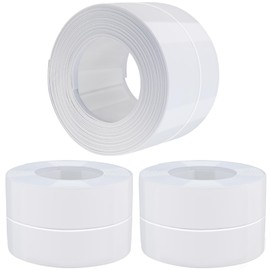 3 Pack White Waterproof Caulk Tape，BENACES Caulk Tape Waterproof Self Adhesive，118”×1.5” Bathroom Caulking Tape, PVC Caulking Strip Suitable for Toilets, Kitchens, Bathrooms, Sinks, Showers