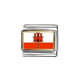 Clearly Charming Gibraltar Flag Italian Charm Bracelet Link
