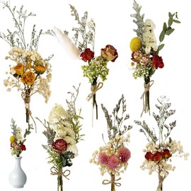 HONGECB 6 Bundles of Dried Flower Bouquet, Small Natural Dried Flowers, Dried Flowers for Crafts, Mini Dried Flowers for Gift Home Furnishings, for Picture Frames, Scrapbooking