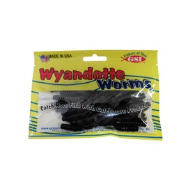 Catchmore Wyandotte Worms - Multiple Colors - 20 Pk - for Walleye, Bass, Vertical Jigging in River, etc (Black #WDWBLK-20P)