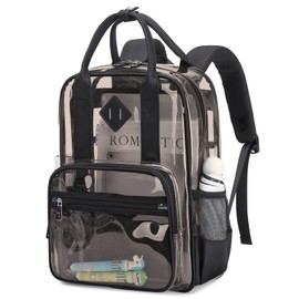 Clear Backpack for Stadium Events Kids Clear Bookbag for Girls Boys Elementary School Heavy Duty PVC Small Transparent Backpack, Semi Black