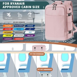 WOUIYO for Ryanair Cabin Bags 40x20x25 Underseat Carry Ons Bag Hand Luggage Bag Travel Backpack Cabin Size Under Seat Cabin Bag for Ryanair Backpack with Charging Hole