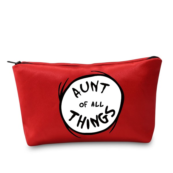 LEVLO Kosmetiktasche mit Aufschrift "Aunt of All Things", mit Reißverschluss, Rot