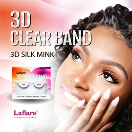 Laflare Strip Lashes Look Like Eyelash Extensions Clear Band 3D Natural Look Volume Lashes Wipsy (CB516)