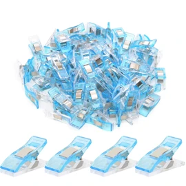 200 PCS Sewing Clips, Multipurpose Quilting Clips Plastic Fabric Clips for Sewing and Quilting, Crochet, Paper, Food Storage, Cables (Clear Blue)