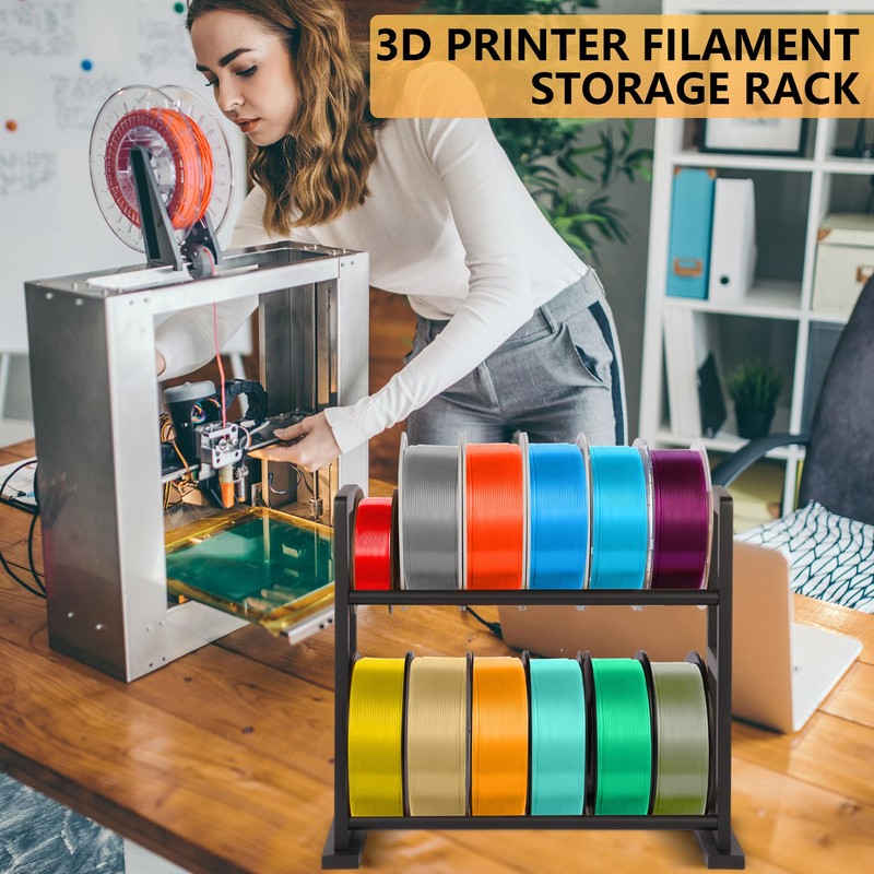 Onemacc 3D Printer Filament Storage Rack Desktop, Wooden 3D Printer