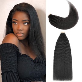 YDDM 14 Inch Tape Extensions Real Hair 40 Pieces 60 g Black Women Kinky Straight Tape In Hair Extensions Real Hair Tapes Invisible Extensions Real Hair Tape Extensions Real Hair Tape Extensions Real