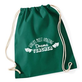 Hippowarehouse World's most amazing drama teacher Drawstring Cotton School Gym Kid Bag Sack 37cm x 46cm, 12 litres