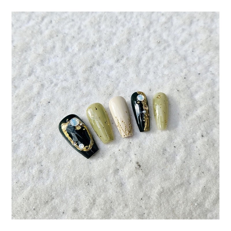 Gold Forres Handmade Nail Tips - Natural / 골드 포레스