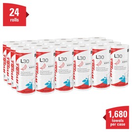 WypAll® GeneralClean™ L30 Heavy Duty Cleaning Towels (05843), Small Roll, Strong and Soft Towels, White (70 Sheets/Roll, 24 Rolls/Case, 1,680 Sheets/Case)
