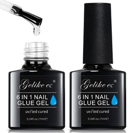 Gelike ec Nail Glue Extra Strong 2 x 7 ml Gel Nail Glue for Clear Tips Artificial Nails, Tip Glue for Gel Nails, UV Glue, Nail Glue, for Artificial Nail Glue Gel - Needs Curing Under UV Nail Light